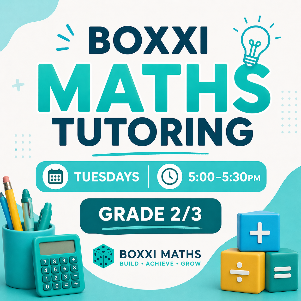 Term 2 Maths Tutoring (Year 2/Year 3) Tuesdays @ 5:00pm
