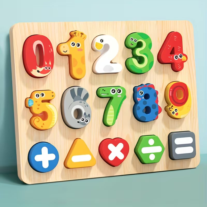 Wood Counting Board 0-9