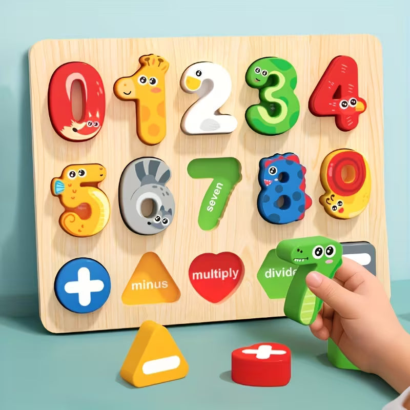 Wood Counting Board 0-9